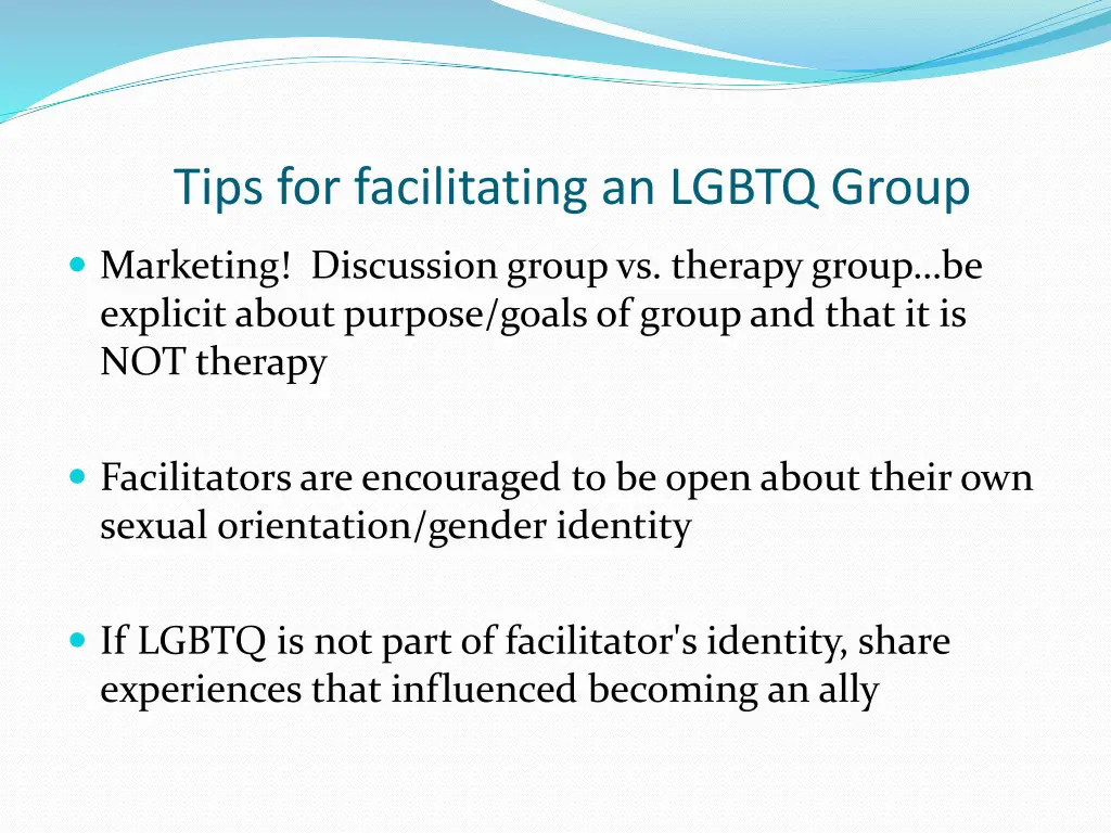 tips for facilitating an lgbtq group