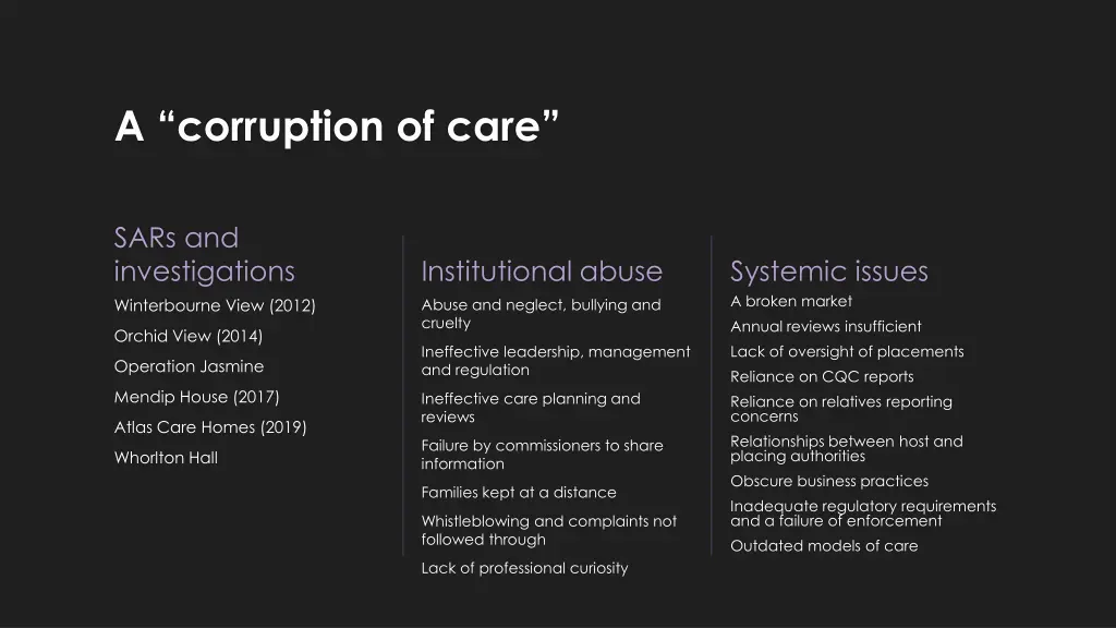 a corruption of care