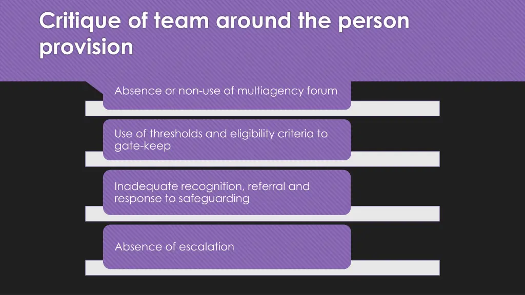 critique of team around the person provision