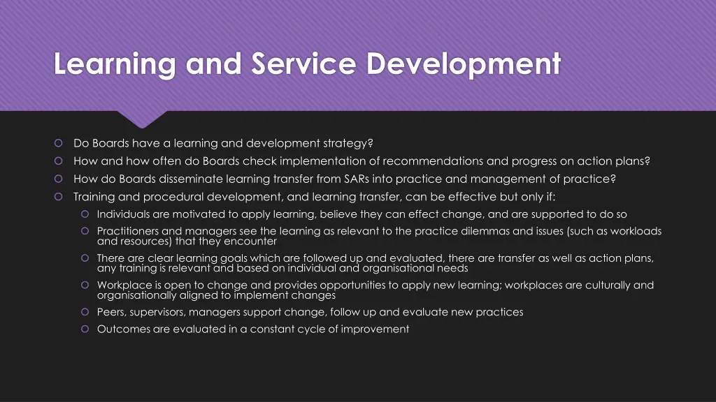 learning and service development