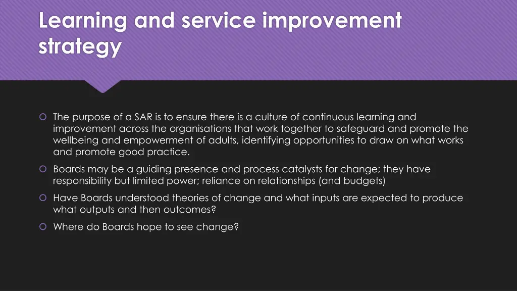 learning and service improvement strategy