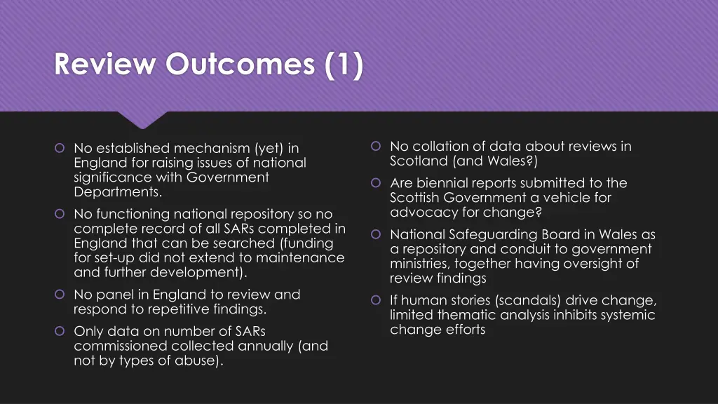 review outcomes 1