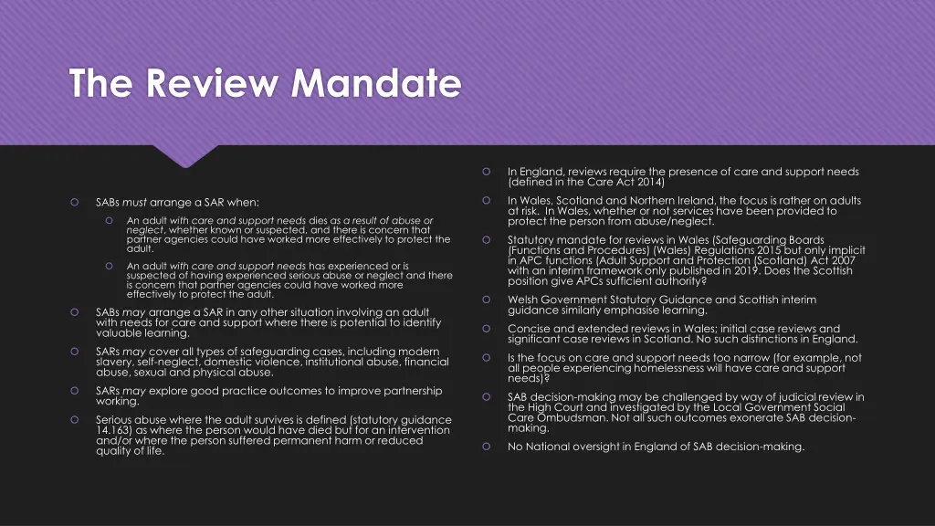 the review mandate