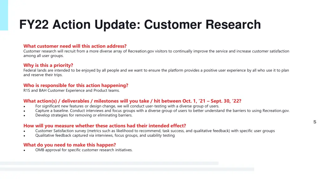 fy22 action update customer research