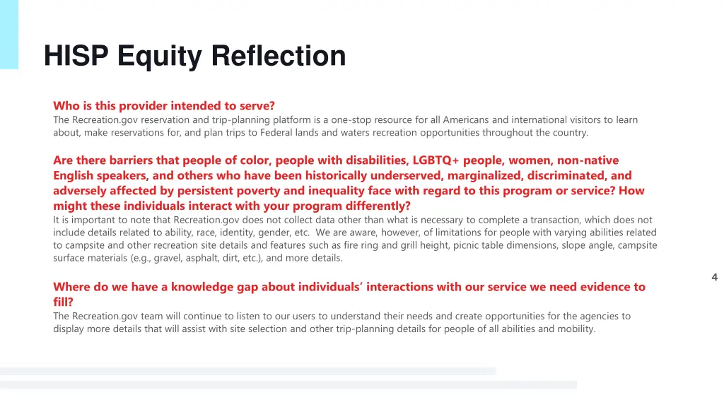 hisp equity reflection