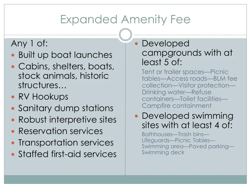 expanded amenity fee