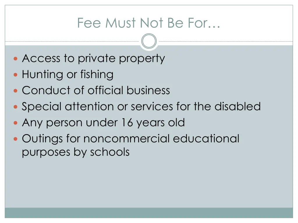 fee must not be for 1