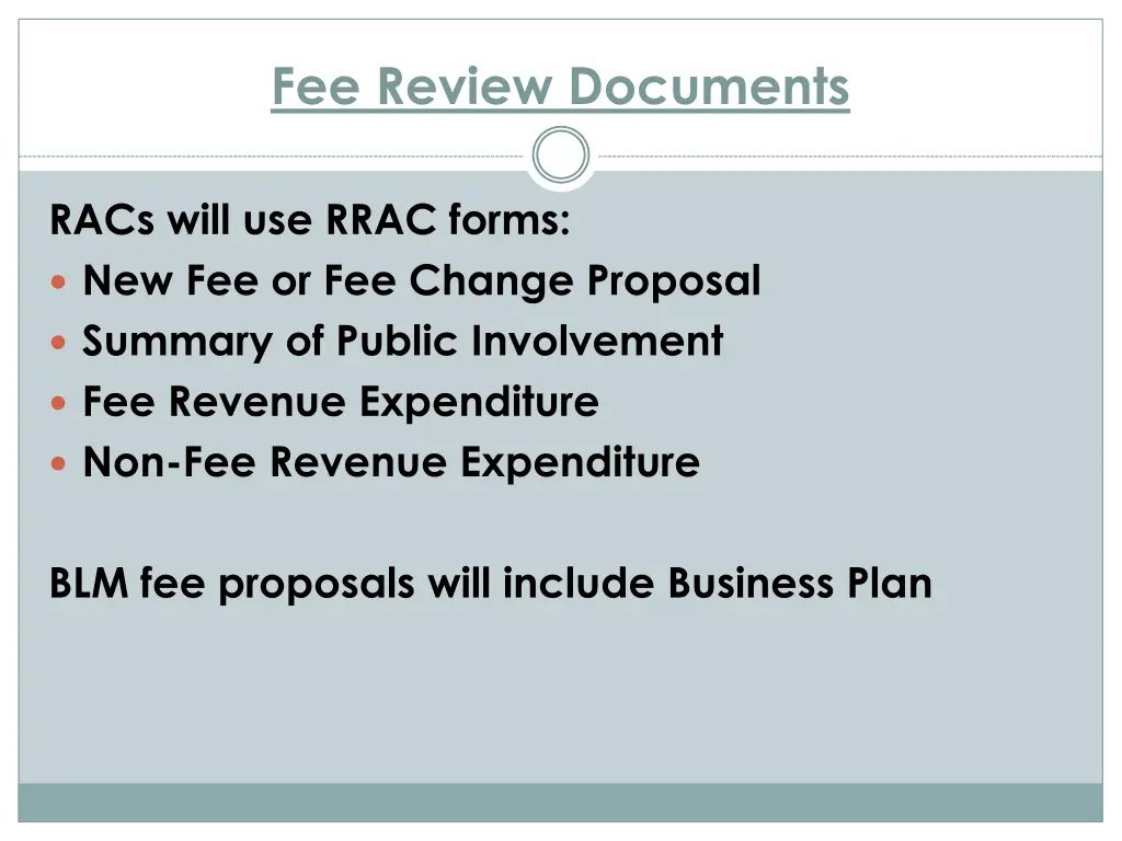 fee review documents