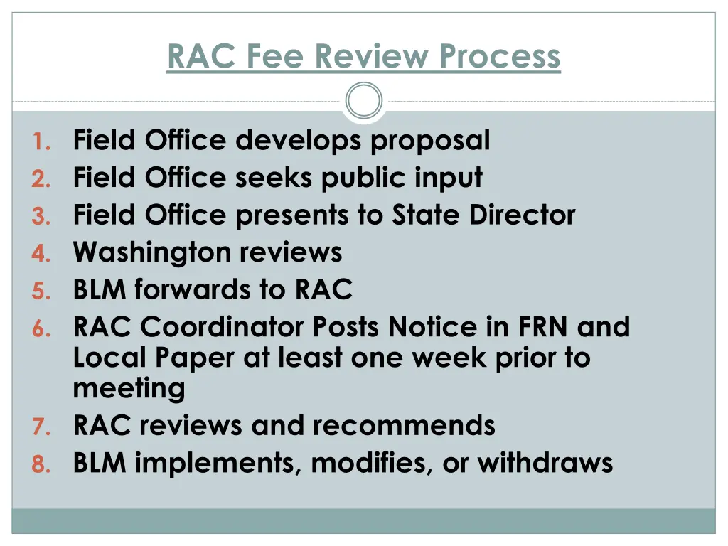 rac fee review process