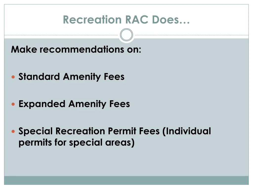 recreation rac does