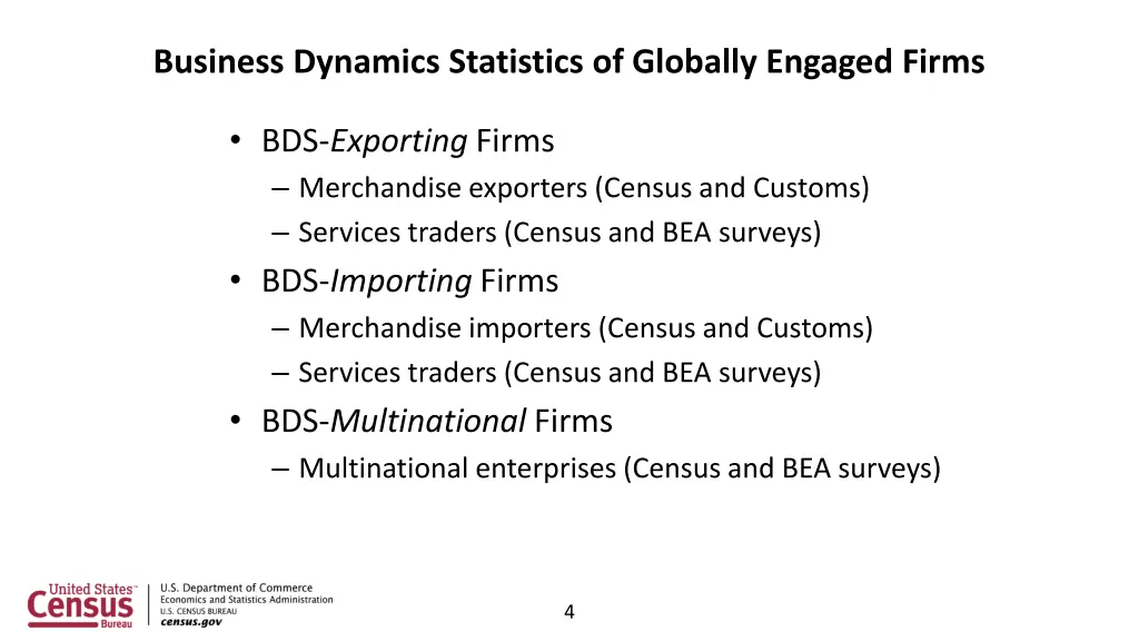 business dynamics statistics of globally engaged