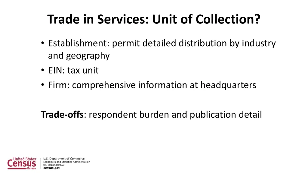 trade in services unit of collection