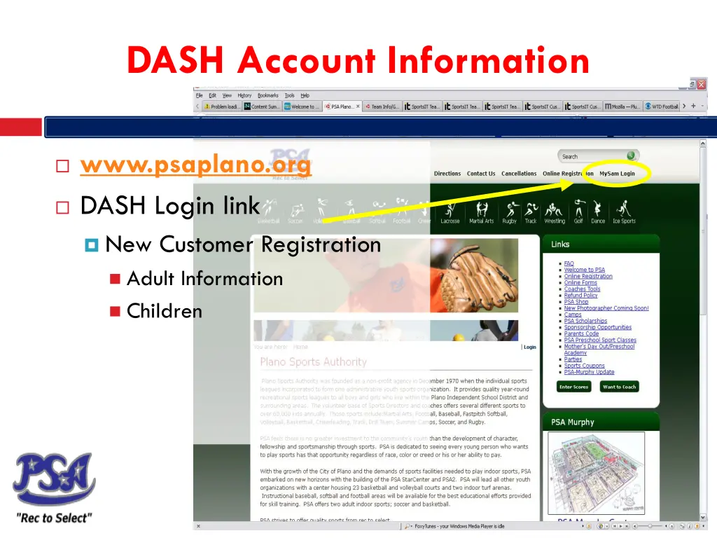 dash account information