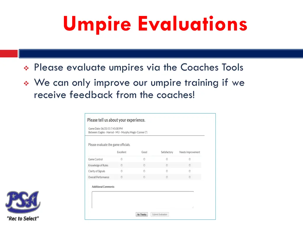 umpire evaluations