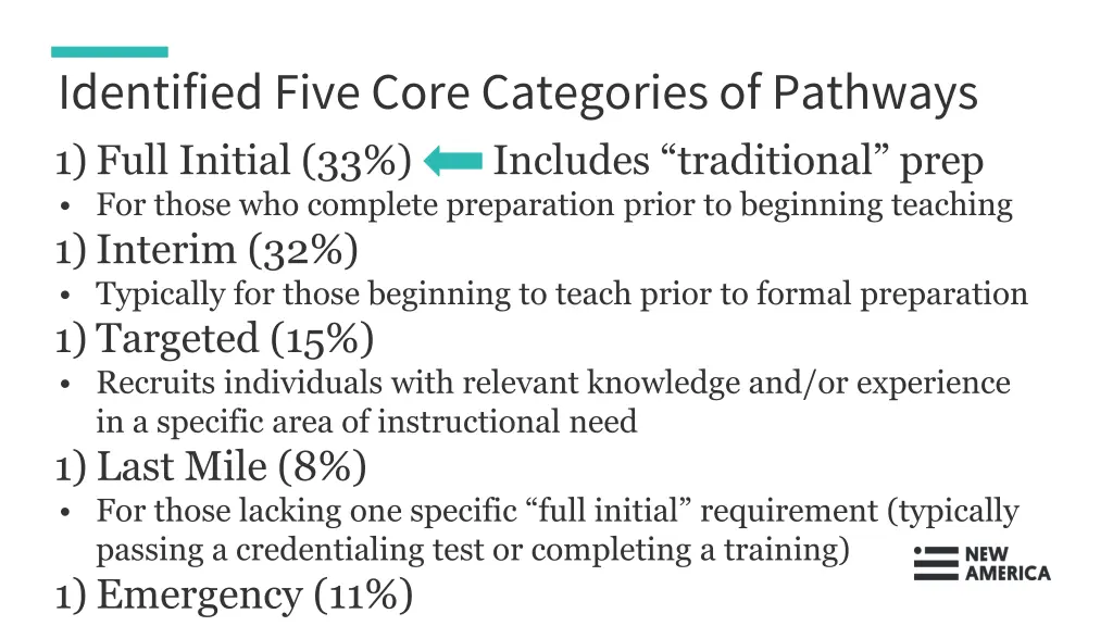 identified five core categories of pathways