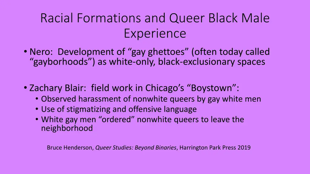 racial formations and queer black male experience