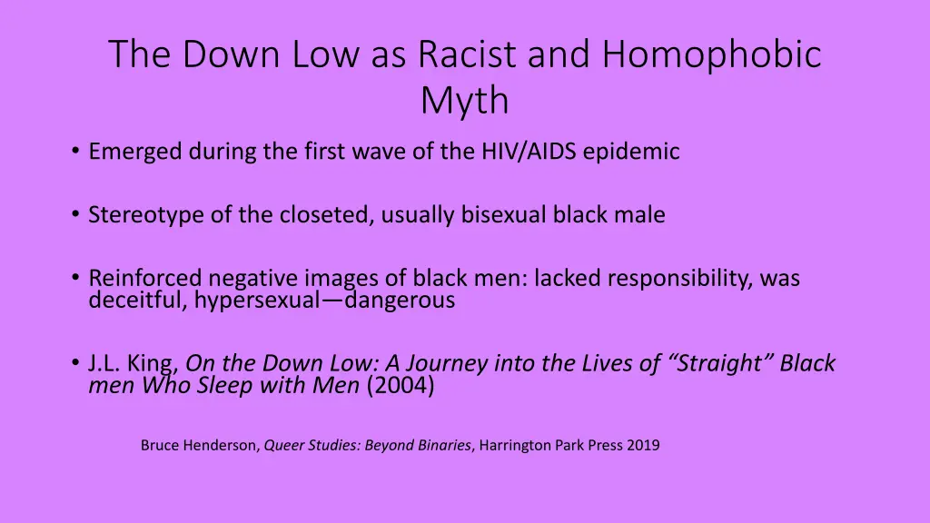 the down low as racist and homophobic myth