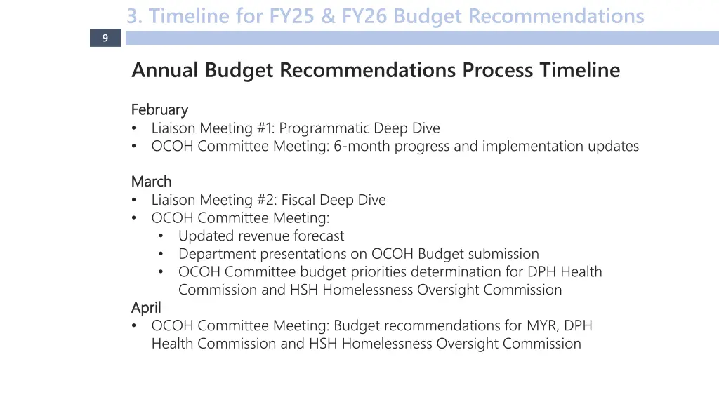 3 timeline for fy25 fy26 budget recommendations