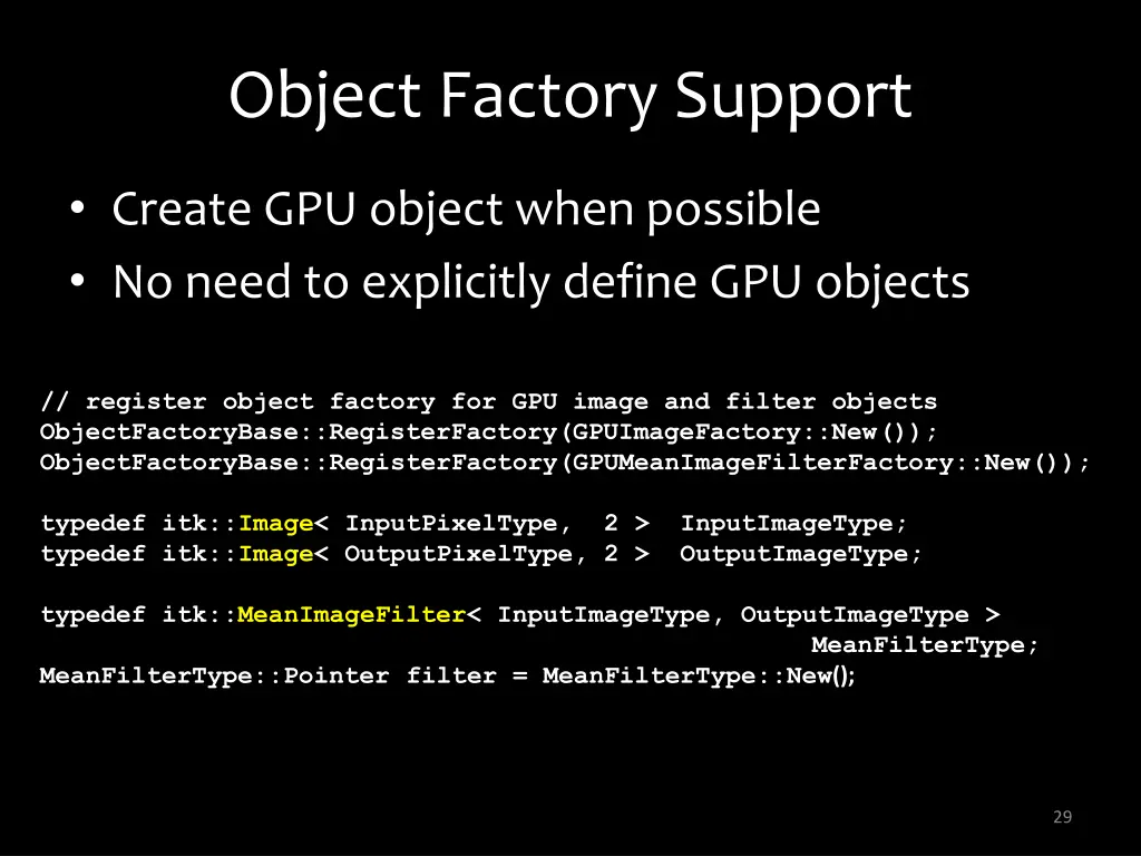 object factory support