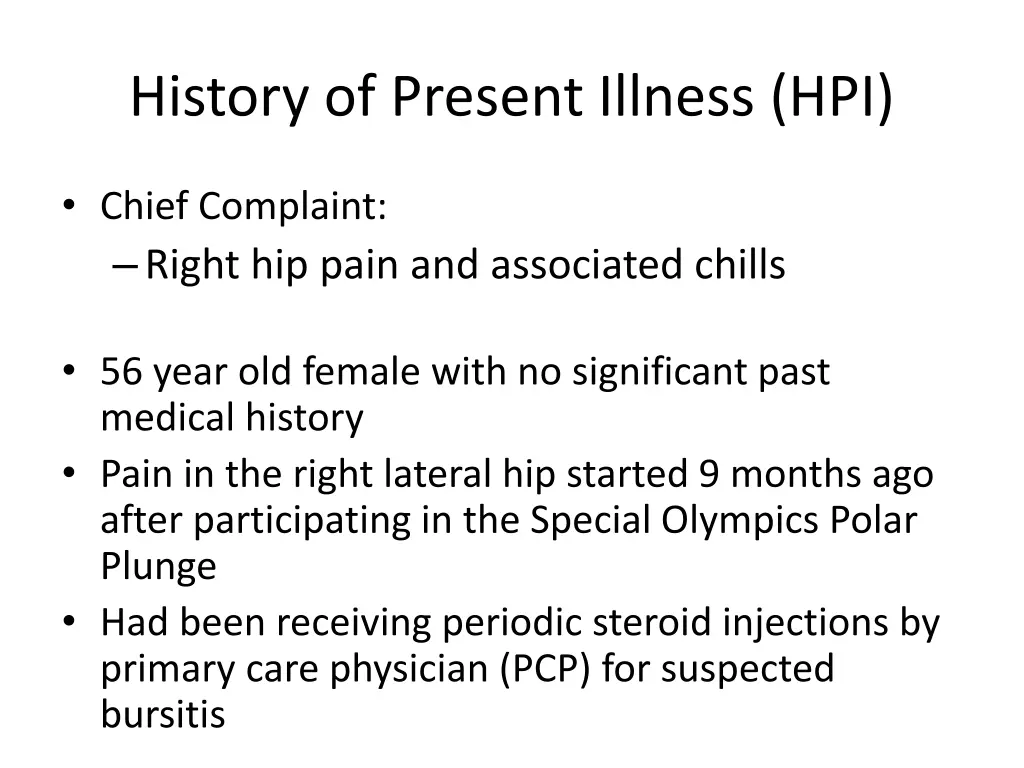 history of present illness hpi