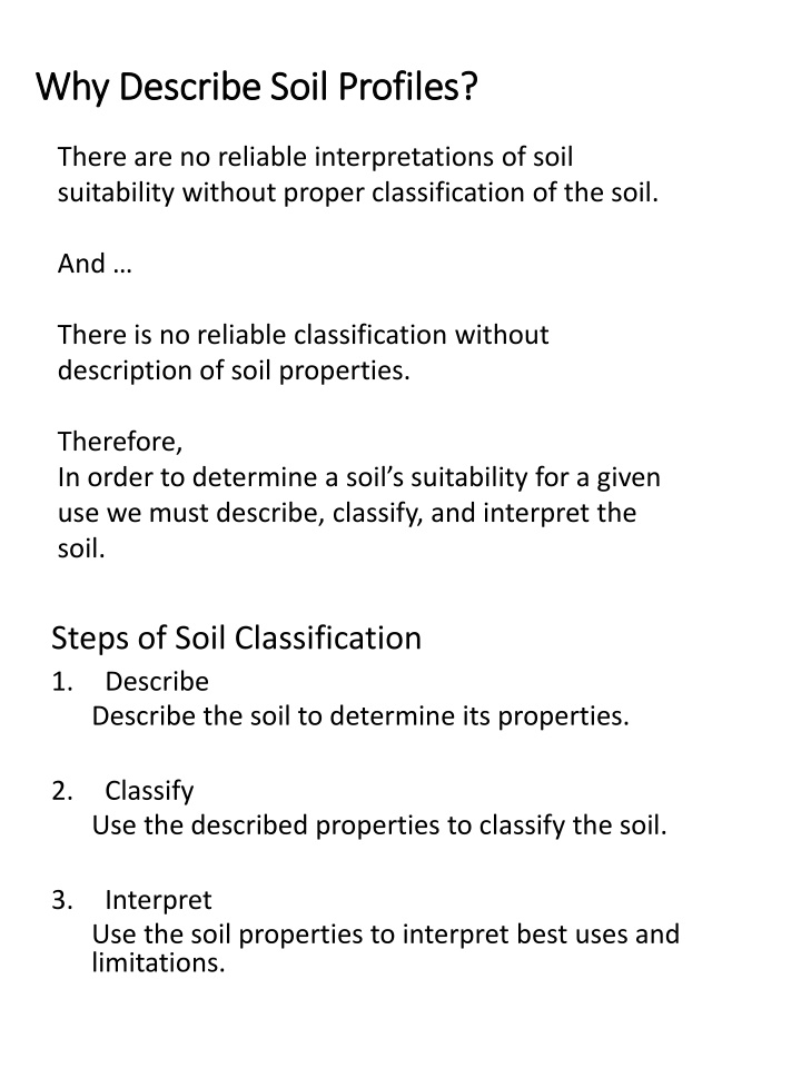 why describe soil profiles why describe soil