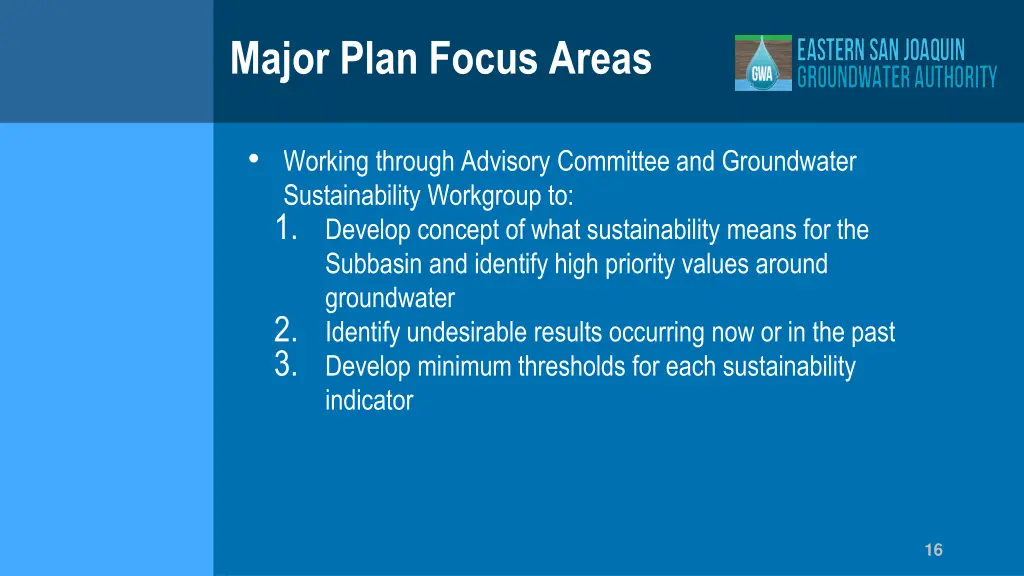 major plan focus areas