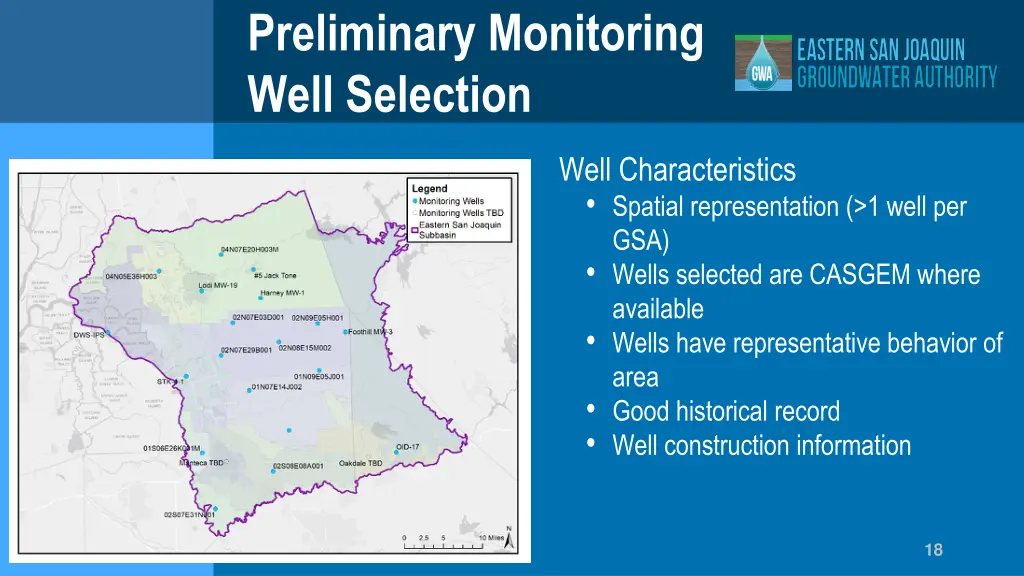 preliminary monitoring well selection