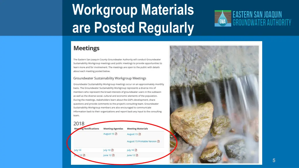 workgroup materials are posted regularly