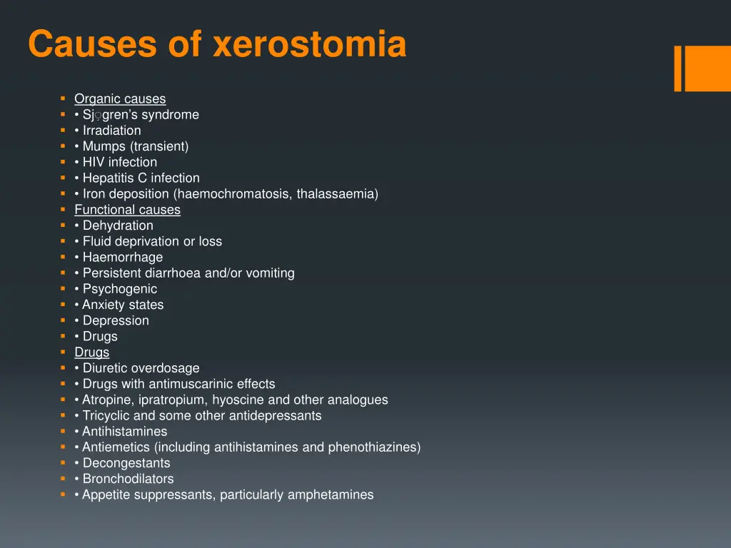 causes of xerostomia