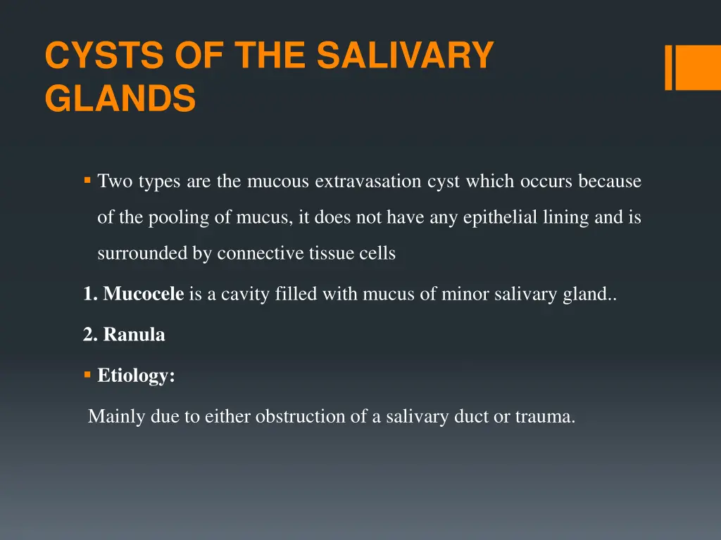 cysts of the salivary glands