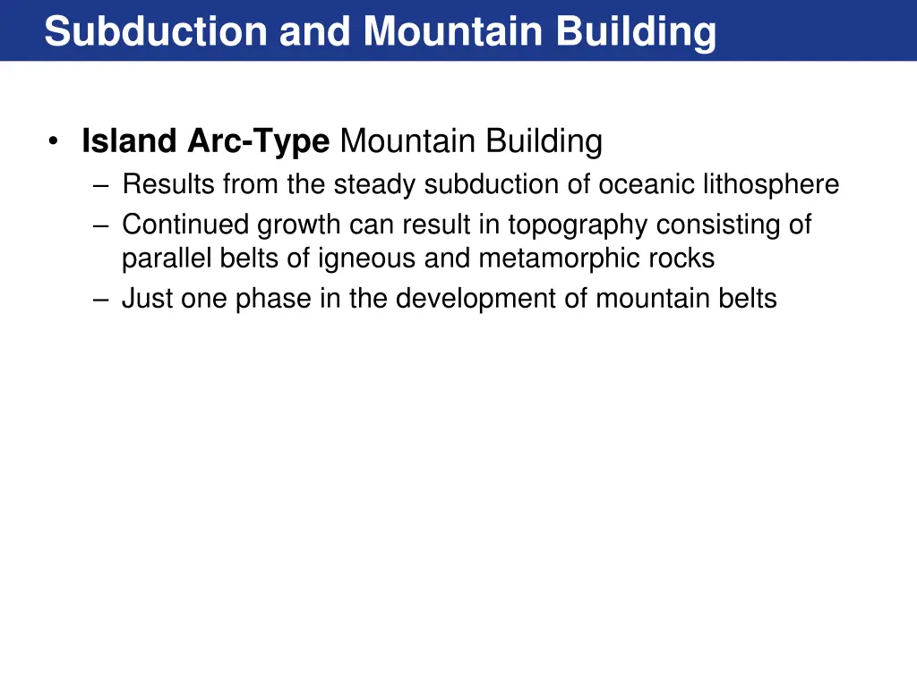 subduction and mountain building