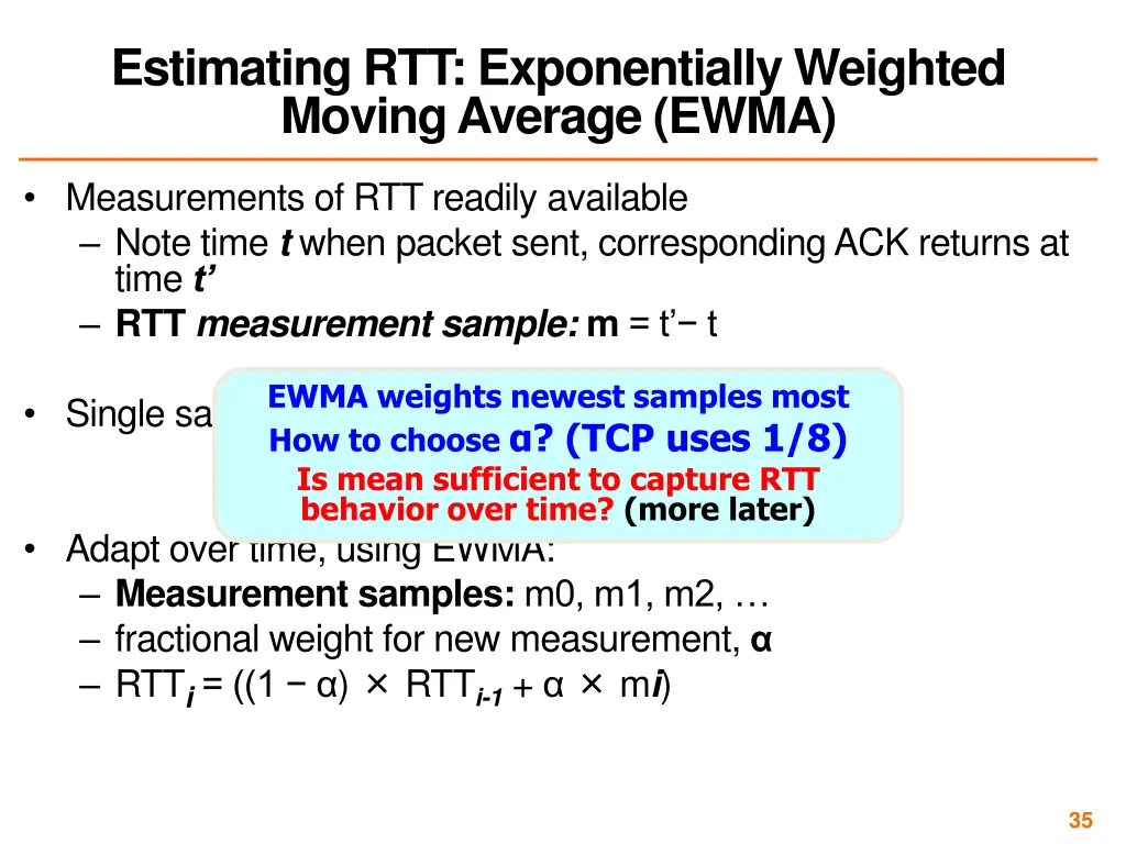 estimating rtt exponentially weighted moving