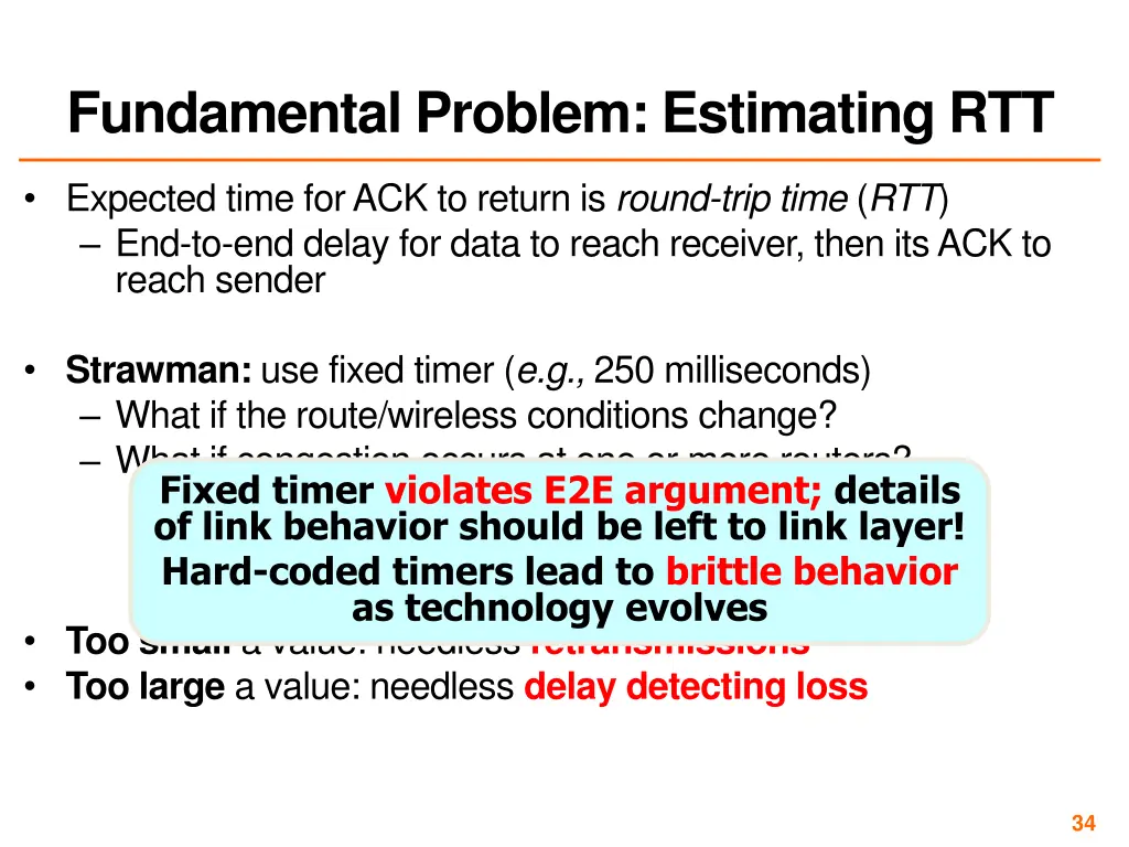 fundamental problem estimating rtt