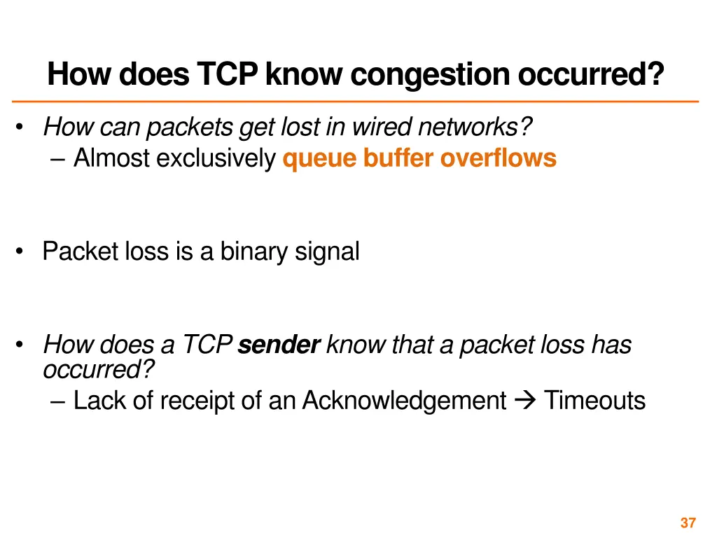 how does tcp know congestion occurred