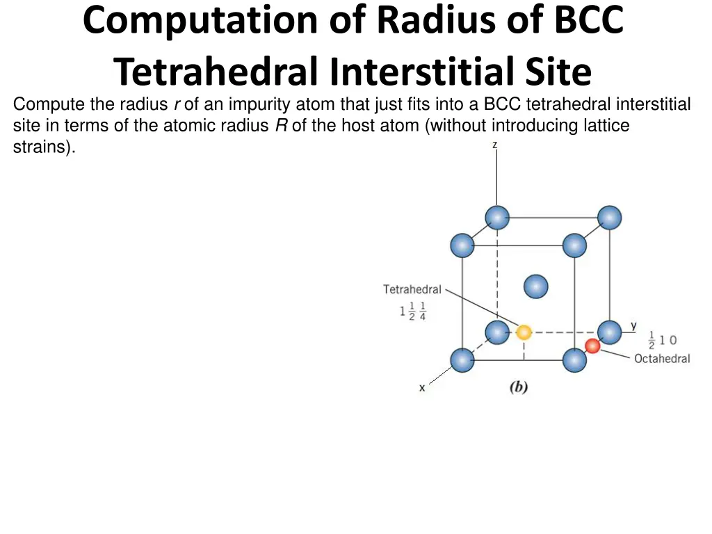 computation of radius of bcc tetrahedral