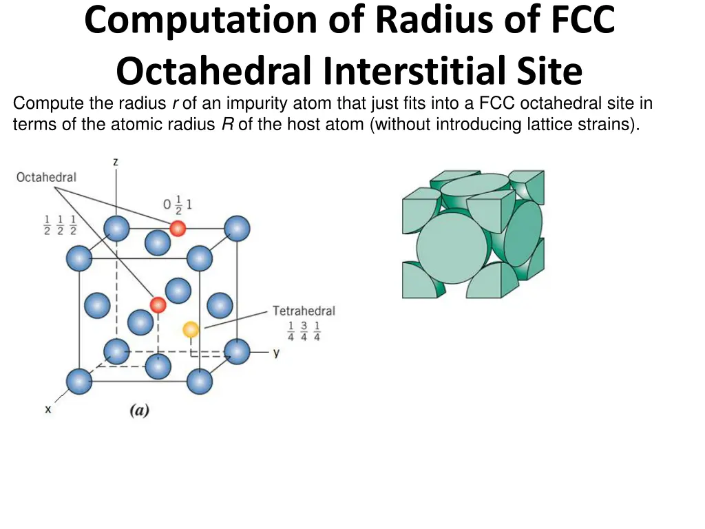 computation of radius of fcc octahedral