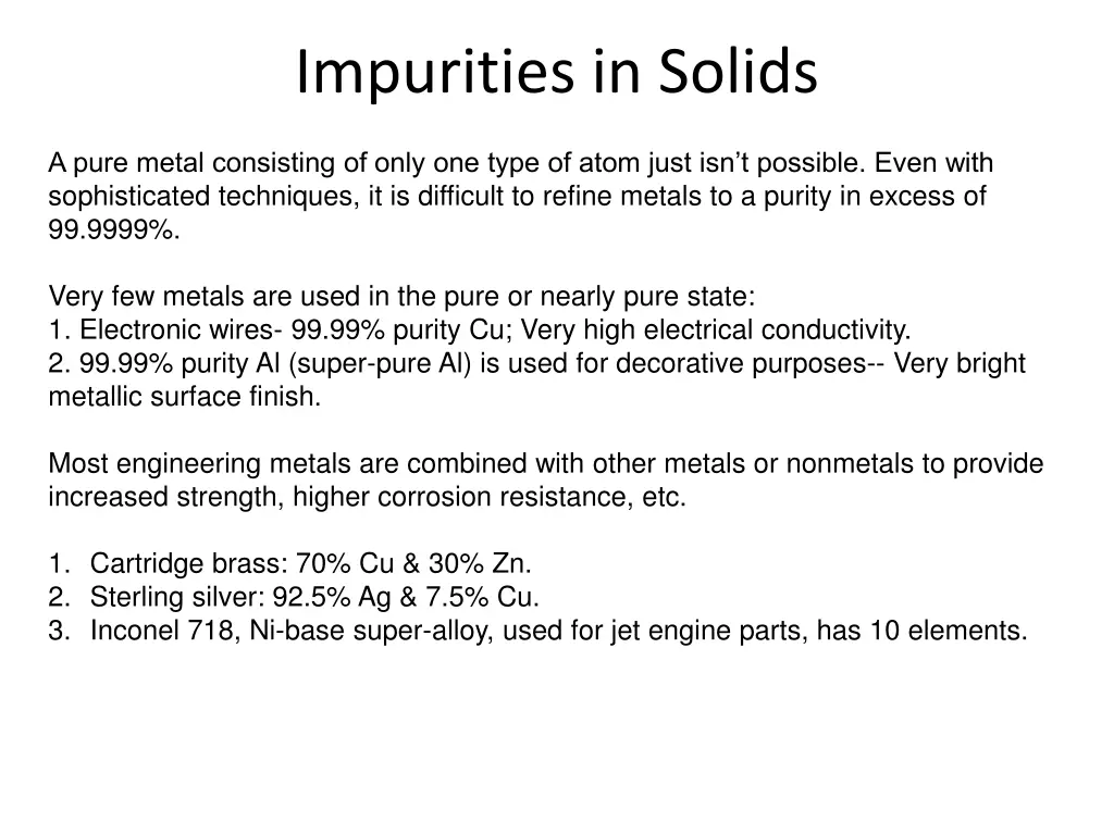 impurities in solids