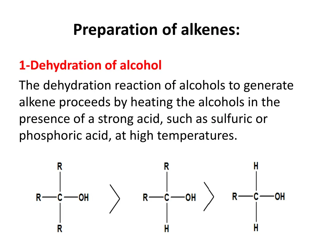 preparation of alkenes