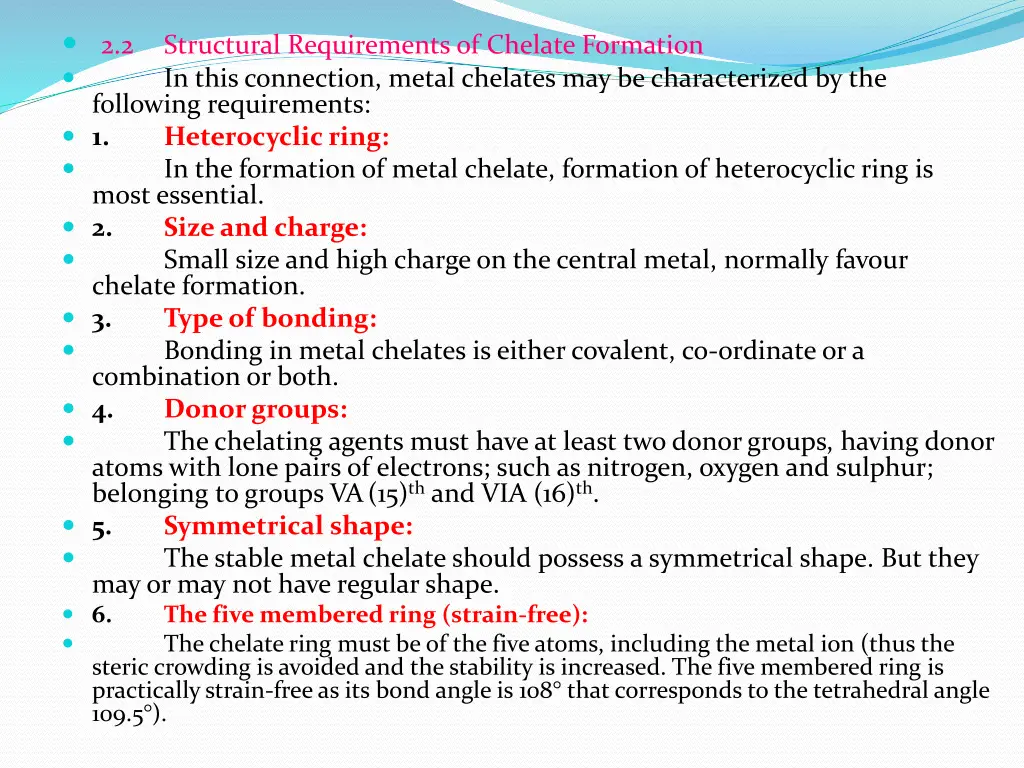 2 2 structural requirements of chelate formation