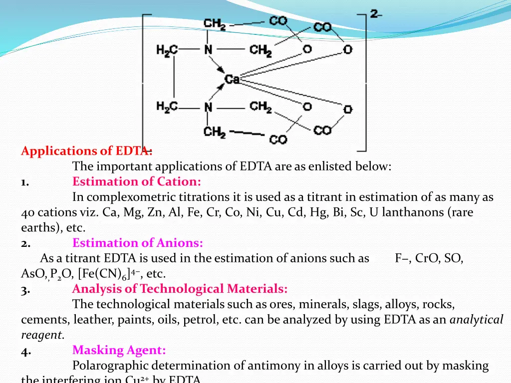 applications of edta the important applications