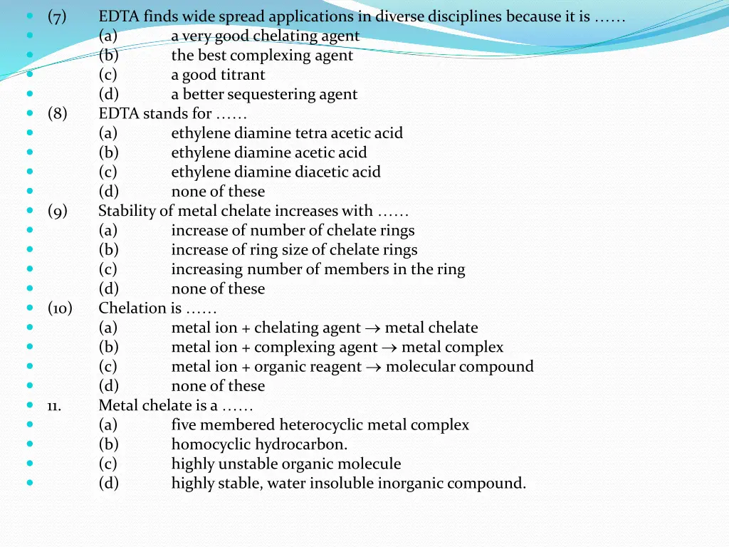 edta finds wide spread applications in diverse