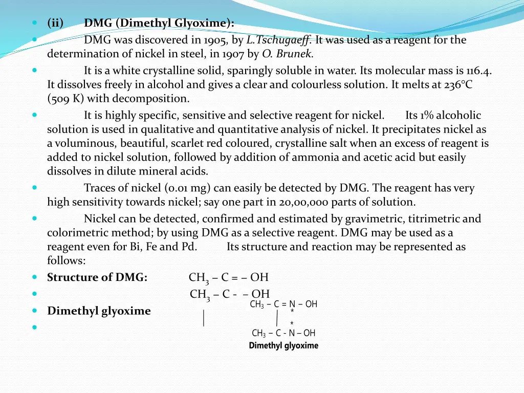 ii determination of nickel in steel in 1907