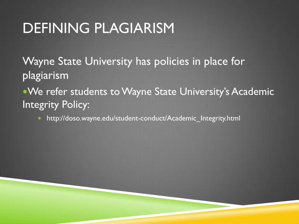 defining plagiarism 1