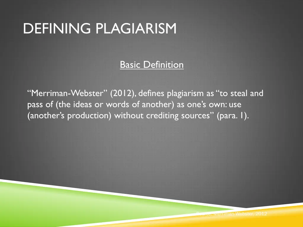 defining plagiarism