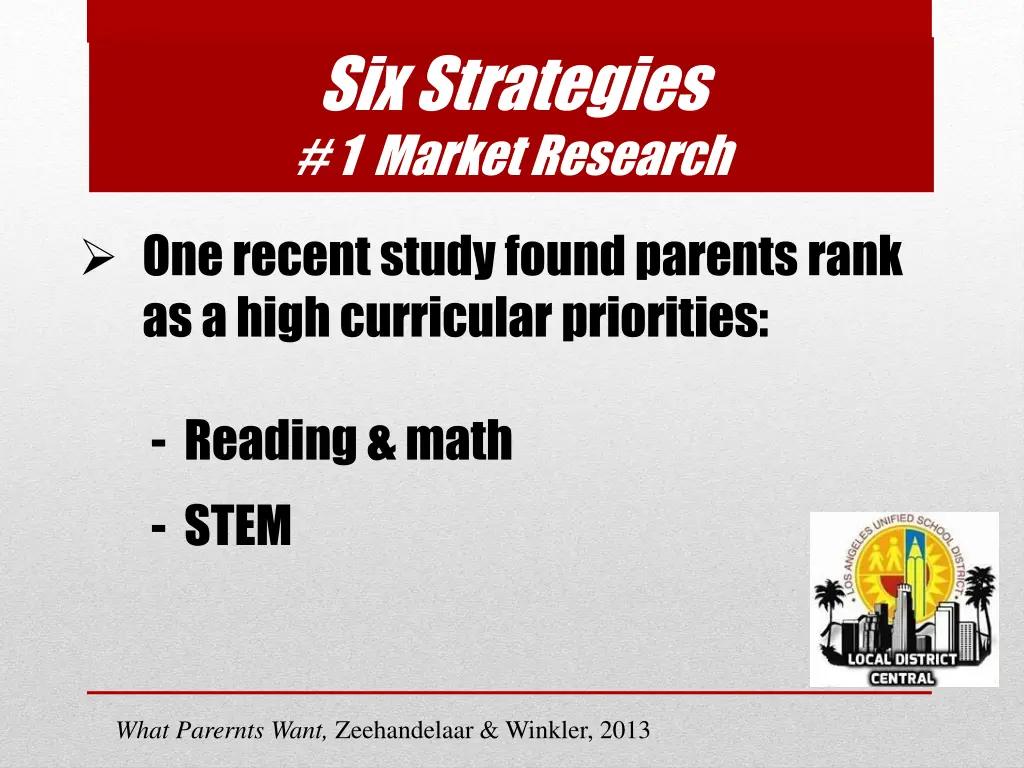 six strategies 1 market research