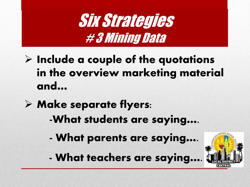 six strategies 3 mining data 2