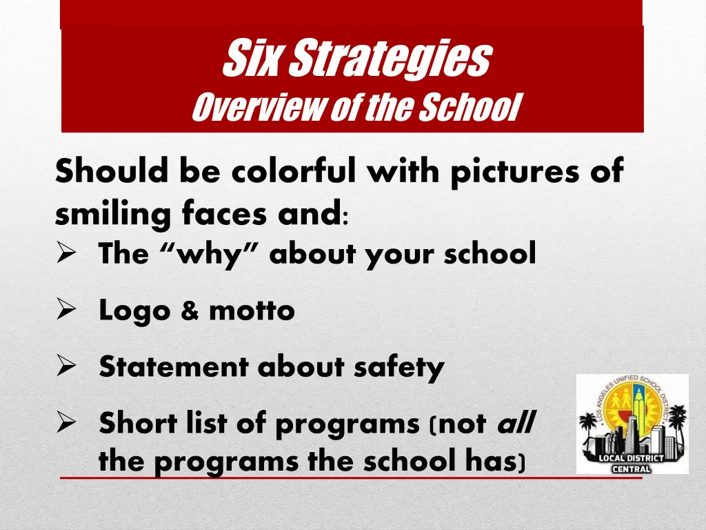 six strategies overview of the school 1