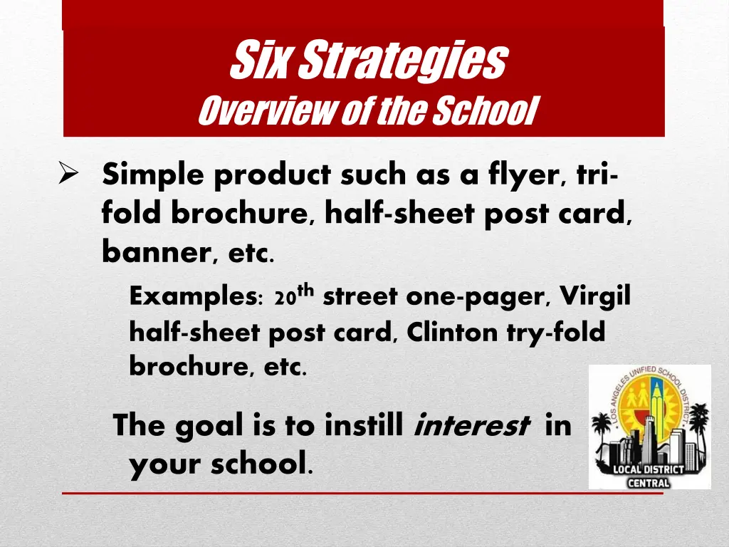 six strategies overview of the school