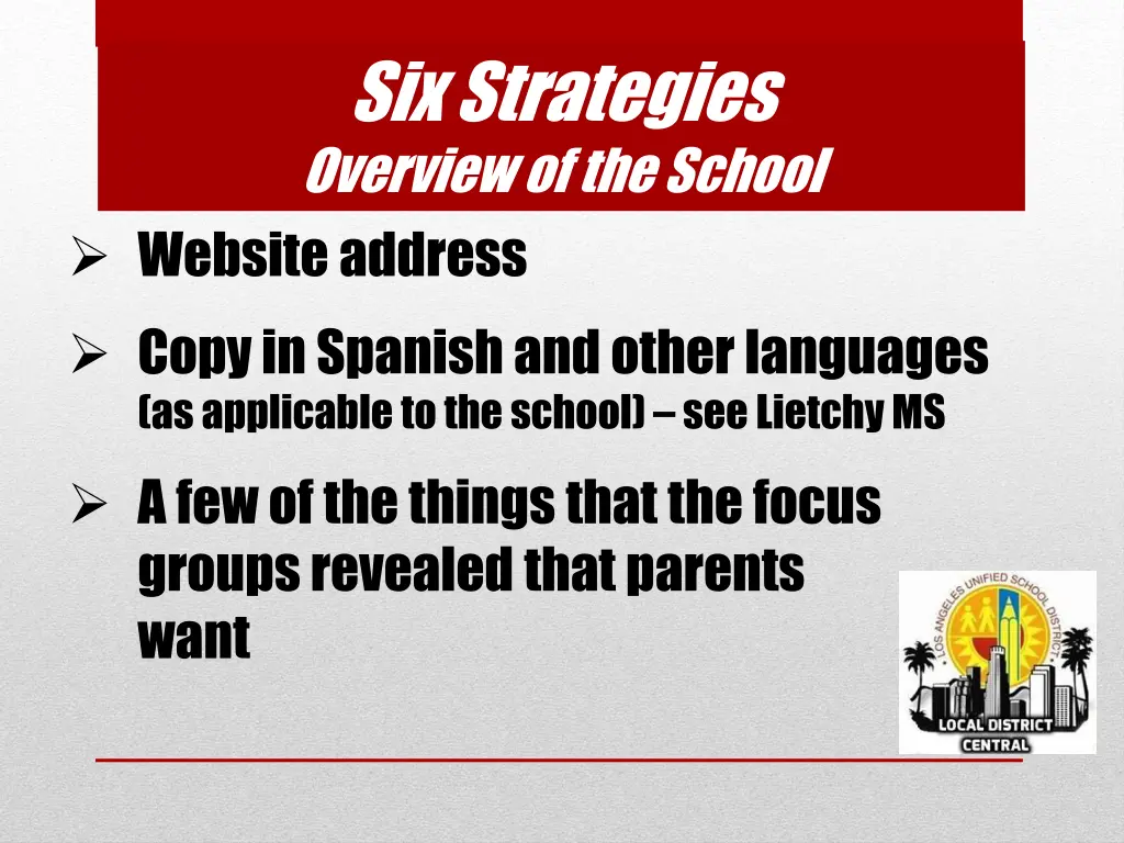 six strategies overview of the school website