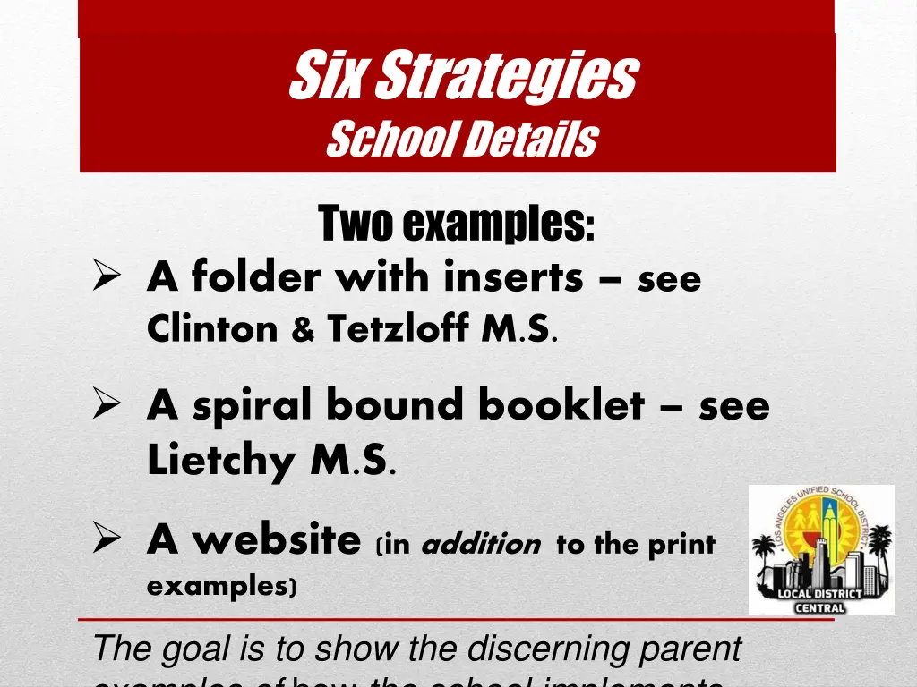 six strategies school details 1